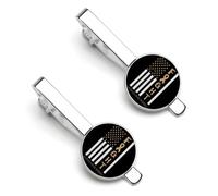 Juego de 2 piezas de clips para corbata y gemelos con el lema "Ejército de Apoyo a las Guerreras contra el Cáncer de Mama", ideales para apoyar a mujeres que luchan contra el cáncer de mama. Incluye u