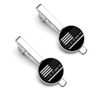 Juego de 2 piezas de clips para corbata y gemelos con el lema "Escuadrón de Apoyo para Guerreros contra el Cáncer Cerebral" para hombre, con el logo de Cancer Warrior Support Squad.