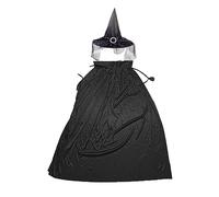 Juego de 2 piezas de disfraz de bruja de Halloween, sombrero de mago, capa de mago, juego de capa de mago para niños y adultos, accesorios para actuaciones en escenario, sombrero de Halloween, diadema