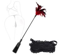 Juego de 2 piezas de fusta de cuero negra con forma de pluma, equipo de entrenamiento y disciplina con accesorios funcionales