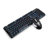 Juego de 2 piezas de juego teclado ratón combinado modo de color LED retroiluminado medios teclas USB mecánica sensación teclado