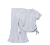 Juego de 2 piezas de pantalones acampanados de manga corta con cordón para niña diadema bebé, Gy1., 9-10 años
