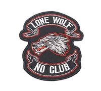 Juego de 2 piezas de parche bordado de lobo solitario sin club estilo punk, insignia táctica de gancho, utilizado para ropa de chaleco y mochila