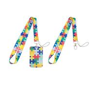 Juego de 2 piezas de puzle de cordón, 1 piezas de tarjetas de dibujos animados, cordón de color para teléfono móvil, juego de cordones de dibujos animados, insignias para hombre y mujer