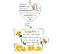 Juego de 2 piezas de regalo para padrino para hombre, placa de rompecabezas de acrílico, adorno colgante de corazón, cumpleaños, Dios, papá, agradecimiento, día del padre, Acción de Gracias, recuerdo