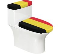 Juego de 2 piezas de tapa de inodoro y tapa de tanque de inodoro, diseño elástico de impresión completa, se adapta a la mayoría de inodoros con diseño de bandera de Bélgica
