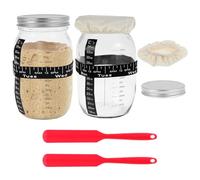 Juego de 2 piezas de vidrio para levadura, 1000 ml, vidrio de masa madre de alta resistencia a altas temperaturas, 150 vidrio fermentado con papel termómetro para almacenamiento de alimentos