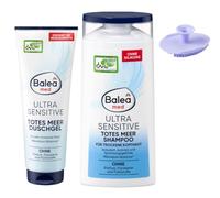 Juego de 2 piezas; Loción corporal BaleaMed Ultra Sensitive Mar Muerto, 300 ml + gel de ducha Mar Muerto Ultra Sensitive, 250 ml + Bonus: 1 x Esponja de silicona