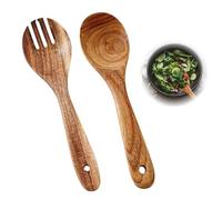 Juego De 2 Piezas Para Servir Ensalada, Cuchara Y Tenedor De Madera, Madera De Olivo, Cuchara Y Tenedor De Ensalada De Madera Hechos a Mano, Cubiertos De Madera Natural Para Ensalada, Cocina, Mesa