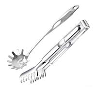 Juego de 2 piezas para servir pasta, cuchara de harina italiana y pinzas de acero inoxidable, herramienta para servir espaguetis, utensilios de ensalada, accesorios de cocina