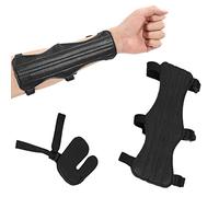 Juego de 2 Piezas Protector de Brazo de Tiro con Arco Ajustable, Protección y Suministros para Arco, Guardabrazos Negro