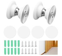 Juego de 2 Piezas Tope Puerta Magnetico Silicona Retenedor Puerta con Adhesiva de 3M y Tornillos Tope Puerta Iman para Diferentes Tipos de Puerta para Mantener la Puerta Abierta (Blanco Plateado)