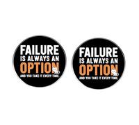 Juego de 2 pines con cita de gato humorístico "Failure is Always an Option", pines motivacionales para aliento y autorreflexión