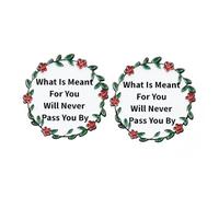 Juego de 2 pines esmaltados inspiradores - "What Is Meant For You Will Never Pass You By", regalos motivacionales para mujeres y hombres, insignias de solapa con mensaje positivo para mochila