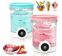 Juego de 2 pintas de helado y tapas para Ninja NC700 NC701 Series, recipientes de 16 onzas sin BPA, aptos para congelador y lavavajillas, helados y máquinas de servir suaves (rosa, azul)