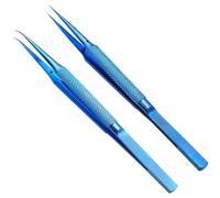 Juego de 2 pinzas de aleación de titanio, pinzas de precisión curvadas y puntiagudas, kit de microcortador antiestático de punta fina, para soldadura, línea voladora de huellas dactilares, reparación