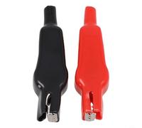 Juego de 2 pinzas de cocodrilo de 20 A aisladas de acero niquelado, puntas de prueba de doble cara para pruebas eléctricas DIY y cables de prueba, resistentes y negros (1 rojo y 1 negro)