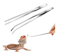 Juego de 2 pinzas largas, 27 cm, pinzas rectas y pinzas curvas, juego de pinzas largas, pinzas para acuario, pinzas de alimentación de acero inoxidable, pinzas protectoras para dedos para reptiles