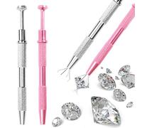 Juego de 2 pinzas para atrapar bolas de piercings, herramienta portátil para pequeños objetos duros, herramienta para cambiar joyas (plata, rosa)
