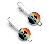 Juego de 2 pinzas para corbata Mushrooms Magic para hombre, color plata, redondas, para corbata. Ideales para bodas, aniversarios, negocios y graduaciones.