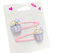 Juego de 2 pinzas para el pelo con diseño de mariposa brillante y magdalena para niñas