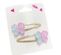 Juego de 2 pinzas para el pelo con diseño de mariposa brillante y magdalena para niñas