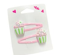 Juego de 2 pinzas para el pelo para niñas, diseño de mariposa brillante y cupcakes, accesorios para el cabello de dibujos animados para cumpleaños de niños