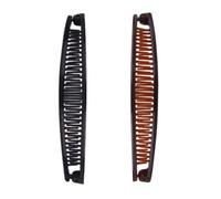 Juego de 2 pinzas y peines para el pelo vintage negro y marrón, accesorios gruesos y rizados para el cabello con garras deslizantes de agarre de pez, accesorios para el cabello para mujer