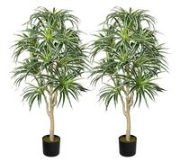 Juego de 2 plantas artificiales grandes Dracaena, Chlorophytum planta de araña falsa, planta decorativa colgante para salón, balcón, dormitorio, baño, habitación, decoración de mesa, decoración de