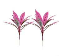 Juego de 2 plantas artificiales realistas para helechos y dracaena, con protección UV, para decoración de patio al aire libre, jardín, bajo mantenimiento, rojo y morado, 53 cm (12 hojas)