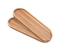 Juego de 2 platos de madera para tocador de baño, para decoración del hogar, bandeja decorativa pequeña de madera, bandeja de jabón de cocina, organizador de bañera (14 x 4.5 pulgadas)