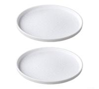 Juego de 2 platos de melamina con aspecto de piedra blanca, irrompibles, redondos, planos, 20 cm y 28 cm, para restaurante en casa, servir postres o bistec (28,5 cm)