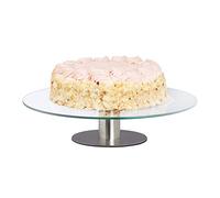 Juego de 2 Platos giratorios para Tartas con Soporte, De Cristal, Transparente, 30 cm de diámetro