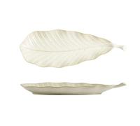 Juego de 2 platos largos creativos cerámica con forma hoja vintage, plato for sushi, cocina occidental casera, postre exquisito for repostería Para Postres, Tartas Y Salsas(Beige)