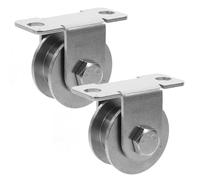 Juego de 2 poleas de cable de acero inoxidable de 48 mm con rodamientos, poleas de ranura en H resistentes para puertas correderas, equipo de escalada y aplicaciones de elevación