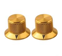 Juego de 2 pomos de potenciómetro mecanizado CNC de aluminio para controles de volumen de audio y CD con agujero de eje de 6 mm, botón de metal (dorado)