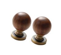 Juego de 2 pomos redondos de madera y latón para muebles artísticos decorativos para cajones, elegantes tiradores para muebles de estilo vintage