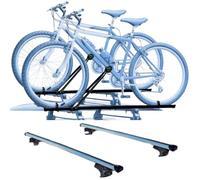 Juego de 2 portabicicletas para Techo + Barras Fabricadas para Volvo V50 SW Desde 2004 en adelante de Acero. Montaje inmediato. Barras de 127 cm con Cerradura + Kit de fijación