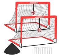 Juego de 2 Porterias de Futbol, 120 x 90 x 90 CM Portería de Fútbol Emergente, con Barras de Fibra de Vidrio, Bullseye y Redes de Portería para Jardín, Parque, Playa