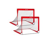 SONGMICS Juego de 2 PorterÍas de FÚtbol para NiÑos Plegables, Montaje RÁpido, para Parque, Playa, Fibra de Vidrio ElÁstica, Tela Oxford y PoliÉster, Rojo SZQ122R02