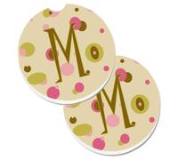 Juego de 2 posavasos para coche Caroline's Treasures con monograma inicial de la letra M - Puntos tostados CJ1004-MCARC 2.56 Multicolor
