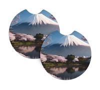 Juego De 2 Posavasos para Coche Montaña En Patrón De Principios De Primavera Posavasos para Automóvil Universales Extraíble Alfombrillas para Tazas, para Cocina, Bar, Auto, 6.9cm