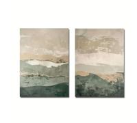 Juego de 2 pósteres de lienzo abstractos de montañas Wabi Sabi, estilo retro japonés, arte minimalista moderno, decoración del hogar, 70 x 100 cm