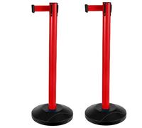 Juego de 2 Postes Postes Separadores Catenarias Base Rellenable con Agua para Fiestas y Actividades en Colas(Red,200cm/6.6ft)