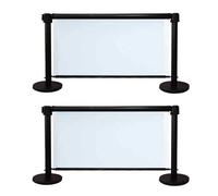 Juego de 2 postes retráctiles negros con soportes de 120 cm, separadores de seguridad fáciles de montar para gestión de líneas de eventos y zonas de espera.