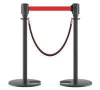 Juego de 2 Postes Separadores Catenarias con Base de Hierro Fundido en Forma de U para Tiendas y Restaurantes(Black,200cm/6.6ft)