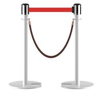 Juego de 2 Postes Separadores Catenarias con Base de Hierro Fundido en Forma de U para Tiendas y Restaurantes(White,300cm/10ft)