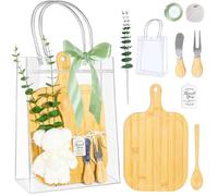Juego de 2 premios de juego para baby shower para adultos ganadores del juego, mini tablas de charcutería de bambú con cuchara, tenedor, toalla y bolsas de regalo, premios de despedida de soltera