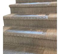 Juego de 2 protectores transparentes para peldaños de escalera, de 2 a 24 x 8 pulgadas, antideslizantes con dientes de agarre, de vinilo transparente para protección de escaleras alfombradas
