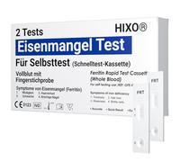 Juego de 2 pruebas de deficiencia de hierro (ferritina) - Prueba en casa para controlar el valor del hierro - Autoprueba de sangre de las yemas de los dedos - Resultado en 5 minutos - Sin análisis de